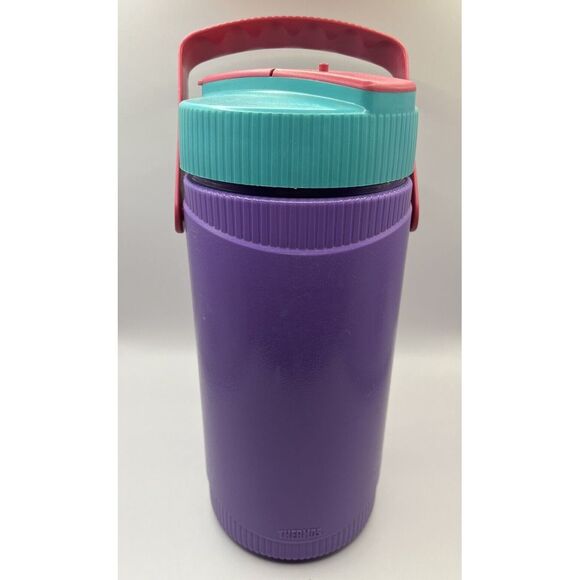 Vtg 90's Thermos Travel Container Beverage Cooler Purple Teal Pink - Picture 3 of 6